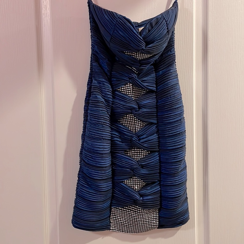 Arden B Shiny Blue and Silver Colored Dress Size XS